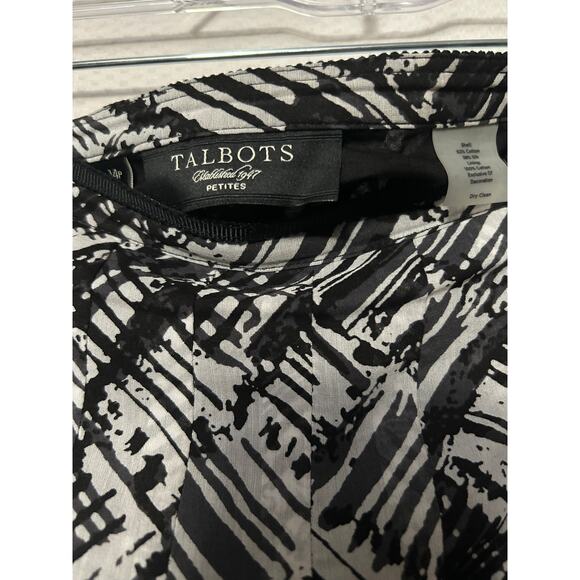 Talbots Silk Cotton Blend Black White A Line Pleated Knee Length Skirt Sz 14P - Picture 5 of 10